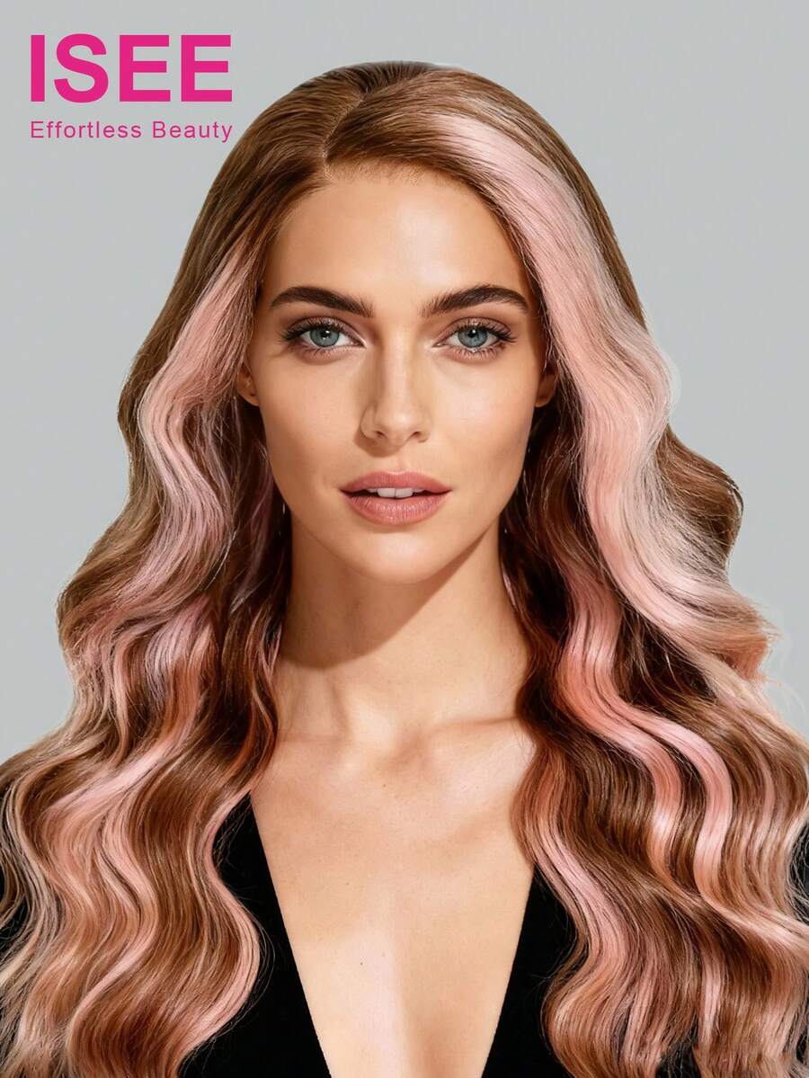 ISEE Hair Body Wave Wear Go Glueless Wigs 6*4 Transparent Lace Wig 18-26 Inch 180% Density Brown/Golden/Pink Color Pre-Plucked & Pre-Cut Lace Stylish Wig Natural Looking Versatile Style 100% Human Hair Wig Vacay Vibes Active Energy Travel Essential Holiday Outfits Bridesmaid Gifts - S4/PINK - View 1