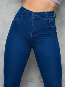Women's High-Waisted Flare Jeans, Blue, Escora – Maxxi Primeiro Jeans - Rửa tối - Xem 3