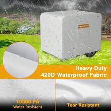 Generator Cover, 32L 24W 24H Heavy Duty Waterproof 420D -Weather Generator Cover With Storage Compatible With Most Generators 5000-10000 Watt (Gray) - Gray - View 3