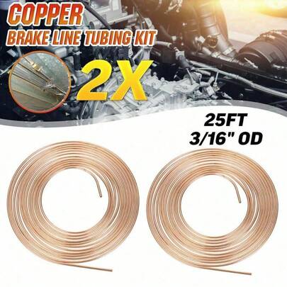 2PCS 25ft 3/16" Kunifer Cunifer Copper Nickel Brake Pipe Line Roll Tube Hose
