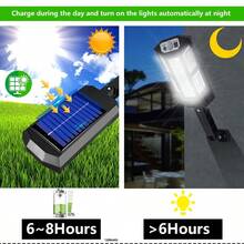 Luz solar LED potente con 3 modos de iluminación, luz de pared para calle con sensor de movimiento para jardín, patio, porche, camino, granja, luz decorativa - Negro - Ver 10