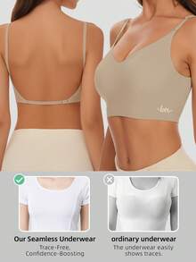 Lilivine Women's Seamless Backless Strapless Bra - Lightweight Breathable Thin Cup, Adjustable Convertible Straps, Light Support (Suitable For A/B Cup) - Mocha Brown - View 11