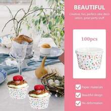 Tazas de pastel tazas de pastel de pastel desechable cajas de cupcakes para hornear tazas de postres arcoiris lunares helado tazones 100pcs(default) - Multicolor - Ver 8