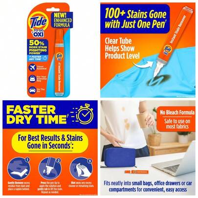 Portable Stain Remover Pen For Clothes, Instant Spot Cleaner, Travel Size Stain Eraser, On-The-Go Laundry Solution