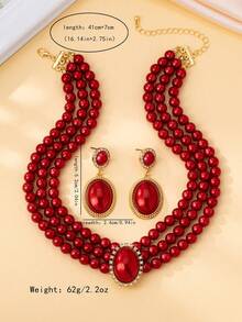 1 套优雅浪漫水晶和人造珍珠多层项链和耳环首饰套装，适合晚会、派对、节日、送给妻子的礼物