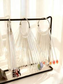 1pc Nail Art Fan-Shaped Display Storage Rack And 50pcs Round/Square Nail Polish Gel Color Swatch Display Tool, Heavy-Duty Metal Storage Rack Suitable For Gel Nail Polish, Nail Art Decoration. Sturdy Structure, Space-Saving, Suitable For Countertop Or Retail Store Decoration, For Salon And Home Use. - Multicolor - View 5