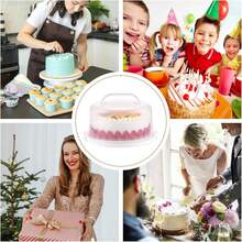 10 Inch Cake Carrier With Lid, Plastic Cake Storage Container & Cupcake Keeper, 2-Sided Base With Handles For Transporting Cakes, Cookies, Fruits, Party, Potluck - 白色 - 查看 6