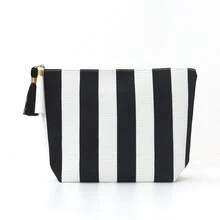Custom Embroidered Striped Makeup Bag, Color Block Cosmetic Pouch, Travel Toiletry Bag, Lightweight Portable Organizer For Daily Use, Coin Purse - Multicolor - View 5