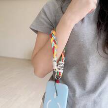 Correa de muñeca de cordón trenzado de nailon de colores, llavero de cuerda sólida de color contrastante corto - Multicolor - Ver 4