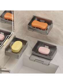 حامل صحن الصابون المثبت على الحائط، صينية صابون الحمام مع التصريف، رف تخزين الصابون