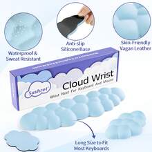 Cloud Wrist Rest Keyboard, 3-In-1 Cloud Keyboard Wrist Pad Set With PU Leather Memory Foam, Cute Tenkeyless/Full-Size Arm Rest For Comfortable Palm Support, Soft PC/Gaming Desk Accessories And Office Setup Essentials, Computer Hand Cushion For Long Typing And Gaming, Ideal For Home Office Desk Setup, Daily Ergonomic Support And Christmas Gift