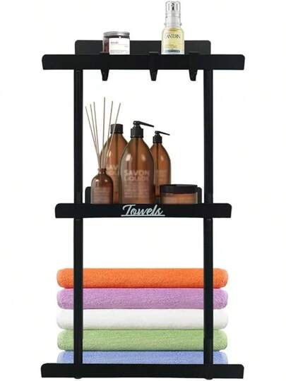 Prootor3Tier Bathroom Towel Rack Towel Shelf With Towel Bar, Wall Mount Towel Holder 304 Stainless Steel Polished Surface, No Drilling Towel Holder Towel Rack,Bathroom Kitchen Hotel (Yellow)