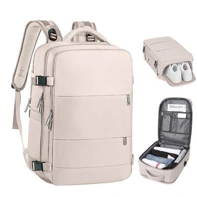 YC-HOGAR Esta mochila impermeable de tela Oxford de 35 litros es ideal para la escuela, viajes, viajes de negocios y senderismo. Presenta un diseño unisex con múltiples compartimentos y gran capacidad.