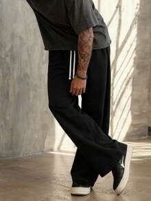 Quần thể thao dáng rộng, quần ống rộng, quần jogger, quần thể thao đường phố đa năng, phù hợp cho thời trang đường phố, sinh hoạt hàng ngày, đi chơi cuối tuần, lễ hội âm nhạc, tụ họp xã hội và nhiều dịp khác. Chiếc quần này là một món đồ đa năng không thể thiếu trong tủ quần áo của nam giới, cũng là một món quà tuyệt vời dành cho bạn trai hoặc chồng. Quần thể thao cỡ lớn, quần thể thao dáng rộng dành cho nam, quần thể thao màu xám chuyên nghiệp dành cho câu lạc bộ. Màu đen mùa xuân - màu đen - Xem 5