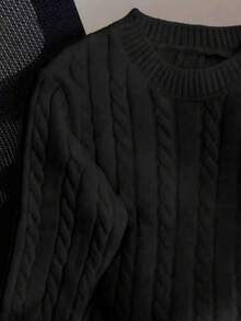 Autumn/Winter Casual Style Embroidered Crew Neck Cable Knit Sweater Women, New Loose Fit Cardigan Knitwear