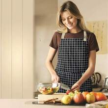 NLUS 2 Pack Kitchen CooFKing Aprons, Adjustable Bib Waterproof Chef Apron With 2 Pockets For Men Women(Grey Stripe/Black Plaid),Grey/Black - 灰色/黑色 - 查看 7