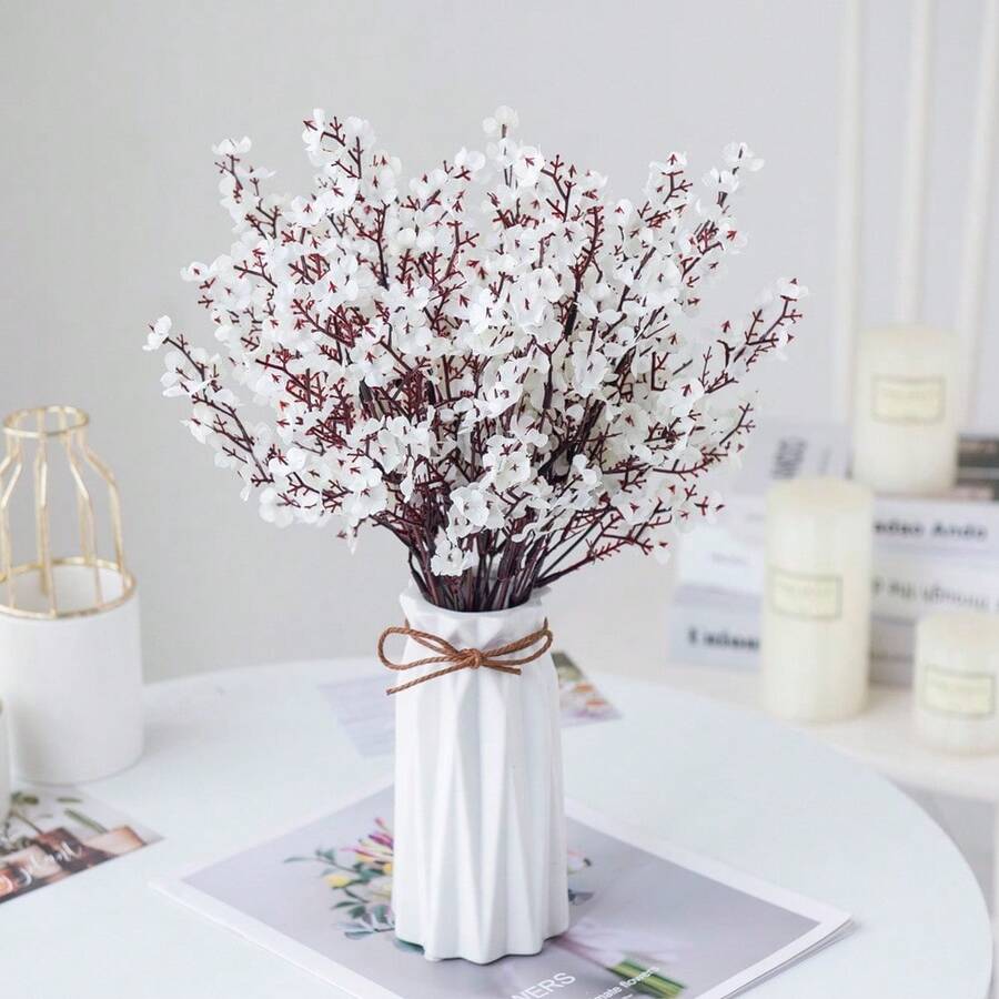 1/80 Bundle Artificial Gypsophila Flower Bouquet, Suitable For Spring Decor, Wedding Decor, Home Decor, Kitchen, Restaurant, Bedroom, Bathroom, New Year Decor, Vase Decor, Outdoor Garden - White - View 1