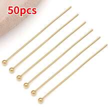 50pcs 16/20/25/30/35mm Elegant Classic DIY Jewelry Findings Kit Copper Plated 18K Gold, Thick Silvery & Platinum Ball Head Pins With Floral Pearl Seats Perfect For Bracelets, Necklaces, Earrings, Wedding & Party - Multicolor - View 19