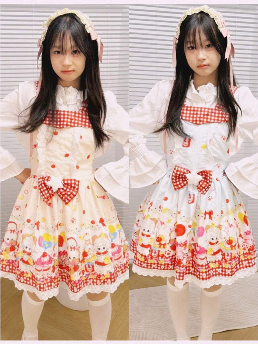 1pc Lolita Style Sweet & Cute Bib Dress, Only Includes Dress, Lolita Costume For Holiday Party, Performance, Valentine's Gift, Suitable For Daily & Holiday Wear Halloween Spring