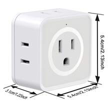 JcBlaon Multi Plug Outlet Splitter, Multiple Outlet Extender Adapter With 5 Outlets, Side Outlet Splitter Box For Cruise, Travel, Office, Dorm Essentials - White - View 7