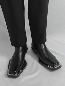 Edgy Square-Toe Ankle Boots (Couple Style) | Metal-Accented Chunky Sole Zip-Up Boots | Streetwear Cool For Trendsetters | Urban Daily/Night Out Footwear