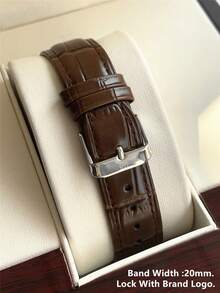 Pablo Raez 1pc Men's Fashion Watch, SUS304 Stainless Steel Silver IPS Case, Roman Numeral & Bar Scale Dial, Date, Minimalist Design Dial, Brown Faux Leather Strap, Casual Water Resistant Quartz, Suitable For Work, School, Daily Life, Gift For Men, Business Luxury