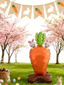 kumozawa 1 Set de decoración de Pascua: Banderín de conejo y zanahoria + 1 globo de zanahoria, decoración de fiesta con temática de Pascua, sin necesidad de alimentación eléctrica, apto para celebraciones y promoción fotográfica en interiores - Multicolor - Ver 5