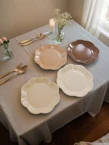 10pcs Solid Color Four-Color Palettes, Gradient Prop Paper Plates, 9-Inch Size, Party Decorations, Suitable For Family Gatherings, Graduation Ceremonies, Weddings, Party Decorations, Halloween, Christmas Events And Party Supplies. - Multicolor - View 2