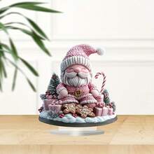 Decoración de escritorio de acrílico en estilo bohemio rosa de Papá Noel en 2D, pieza de exhibición navideña