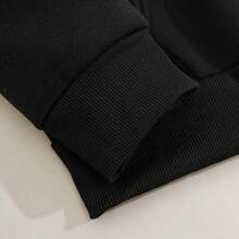 Sudadera casual para mujer con capucha, manga larga, holgada, estampado de lazo, primavera otoño, uso diario - Negro - Ver 4