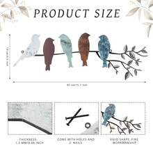 [Free Shipping] Metal Bird Wall Art - Birds On Branch With Leaves - Metal Sculpture Wall Hanging Sign For Balcony, Garden, Home Decor(Vivid Colors), Vivid Colors - 鮮豔色彩 - 查看 3