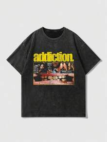 Áo thun cổ tròn rộng rãi phong cách retro cổ điển dành cho nam, thường ngày, giặt axit - màu đen - Xem 2
