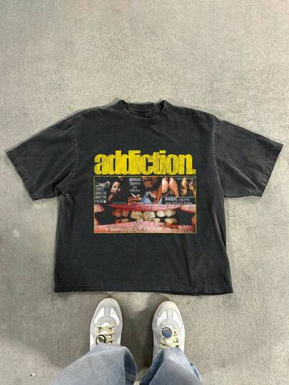 男士复古风宽松圆领休闲水洗T恤