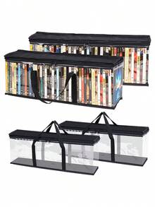 PVC CD DVD Storage Bag Organizer Large Capacity Dust-Proof Holder With Clear View Window Portable Carry Case For 80 Discs, Movies, Books, Magazines, Documents - 黑色 - 查看 9