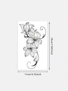 1 Sheet Black Ink Delicate Line Art Realistic Fleur De Lis Pattern For Parties, Weddings And Special Events, Floral Temporary Tattoos, Party Accessories, Nature Inspired Design Tattoo Stickers - Nhiều màu - Xem 3