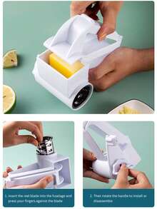 1pc Manual Rotary Cheese Grater, Creative Kitchen Cheese Shredder, Multi-Function Cheese Shredder - White - View 5