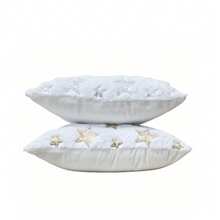 1件超柔软星形抱枕套，金色银色亮片白色毛绒绒，适用于沙发、客厅、卧室装饰枕套 - 彩色 - 查看 4