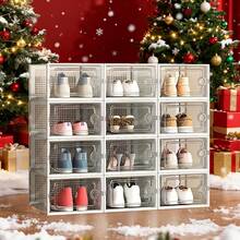 X-Large Shoe Storage Boxes Organizers Clear Plastic Stackable 12 Pack, Shoe Rack & Holder Substitute, Sneaker Containers, Toy Storage Organizer Bins For Entryway, Closet, Under Bed, Black Storage And Organization Christmas Home Decor Thanksgiving Decorations - White - View 7