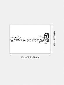 7-14 Days Herbal Temporary Tattoo Stickers, Y2K Style Butterfly Pattern With Inspirational English Quotes. Waterproof, Sweat-Proof, Washable, Non-Reflective, Simulating Arm And Shoulder Tattoo Effect, Suitable For Fashion Enthusiasts. - Black - View 2