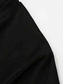 Black Crew Neck 230g Pure Cotton Long Sleeve T-Shirt, With Archive Distressed Letter Graphic Long Sleeve T-Shirt, Street Fashion, Autumn And Winter Essentials - 黑色 - 查看 5