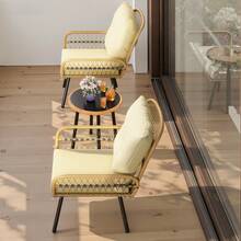 3-Piece Garden Furniture Set, Bistro Set Made Of Hand-Woven Rattan With Glass Tabletop, Balcony Furniture Set For 2 People For Rattan, Balcony, Terrace, Garden, Beige And Grey Are Available. - Màu be - Xem 4