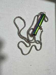 1 件不锈钢冥想呼吸项链，带彩虹紫粉色尖端 - 男士缓解压力的精神珠宝，平静心灵的礼物，耐用的精神透明配饰，流线型链条设计，抛光饰面