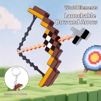 1pc New Game Accessory Mini Bow And Arrow Weapon Model Keychain Decor Creative Stress Relief Toy, Suitable As Birthday, Christmas, Or Any Occasion Gift