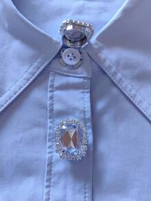 2pcs/Set Elegant Floral & Geometric Pattern Button Set, Shirt Buttons, Clip-On Buttons, Fashion Crystal Cufflink Set, Suitable For Tuxedo And Wedding Dress Decoration