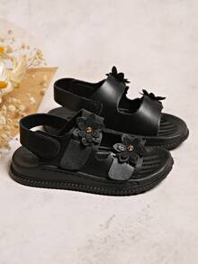 2025年夏季新款韩版女童鞋，婴儿/幼儿女童软底凉鞋，百搭公主鞋 - 黑色 - 查看 3