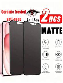 Matte Ceramic Privacy Screen Protector (2pcs), Compatible With 9H, Privacy Matte Screen Protector, Suitable For IPhone 18/17/16 Pro Max/16E/16 Plus/15 Pro Max/14/13/12/11/XR/X/XS/7/8, Anti-Fingerprint Matte Screen Protector (6.1 Inch), Full Coverage Ceramic Matte Screen Protector, Privacy Screen Protector, Phone Accessories, Suitable For Phone Cases - Black - View 24