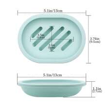 Paquete de 2 jaboneras para ducha, fregadero, tina, soporte ovalado de plástico blanco con desagüe, fácil de limpiar, duradero - Verde - Ver 6