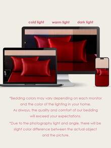 2pcs Premium Silky Satin Envelope Pillowcases Set, Soft Breatheable Wrink-Free Better For Hair Skin Sleep, Pillow Covers Without Filling, Machine Washable, Oeko-Tex Certified, Red - Red - View 8