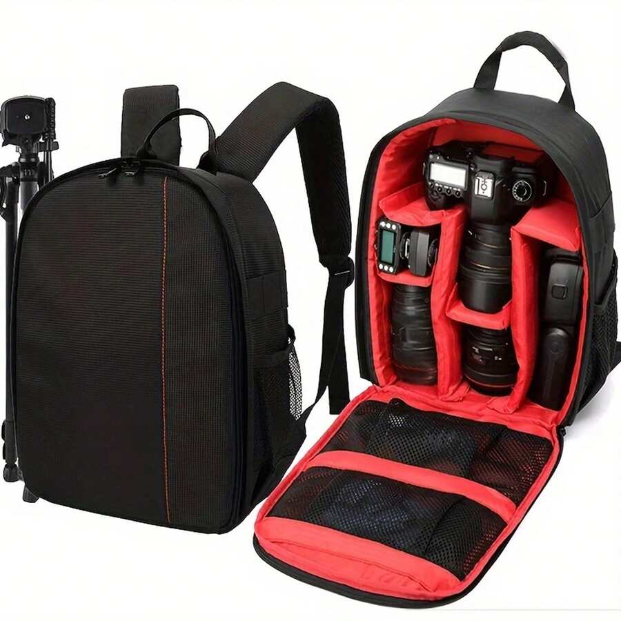 Unisex Multifunctional Camera Backpack - Lightweight DSLR Storage Bag (Fits Canon/Nikon | Large Capacity) -  Double-Shoulder Photography Bag For Outdoor Shooting - Đỏ - Xem 1