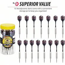 Fat en un Frasco de los Dardos:Dardos de Punta de Acero con Recipiente de Almacenamiento/Viajes, 19 Gramos (Paquete de 15, 21 y 27 Dardos) - Tarro con 15 dardos - Ver 5